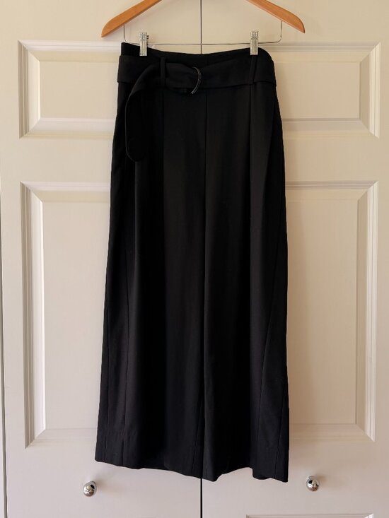 Akris Punto Pants - Akris Punto Black Wide Leg Belted Trousers Size 8